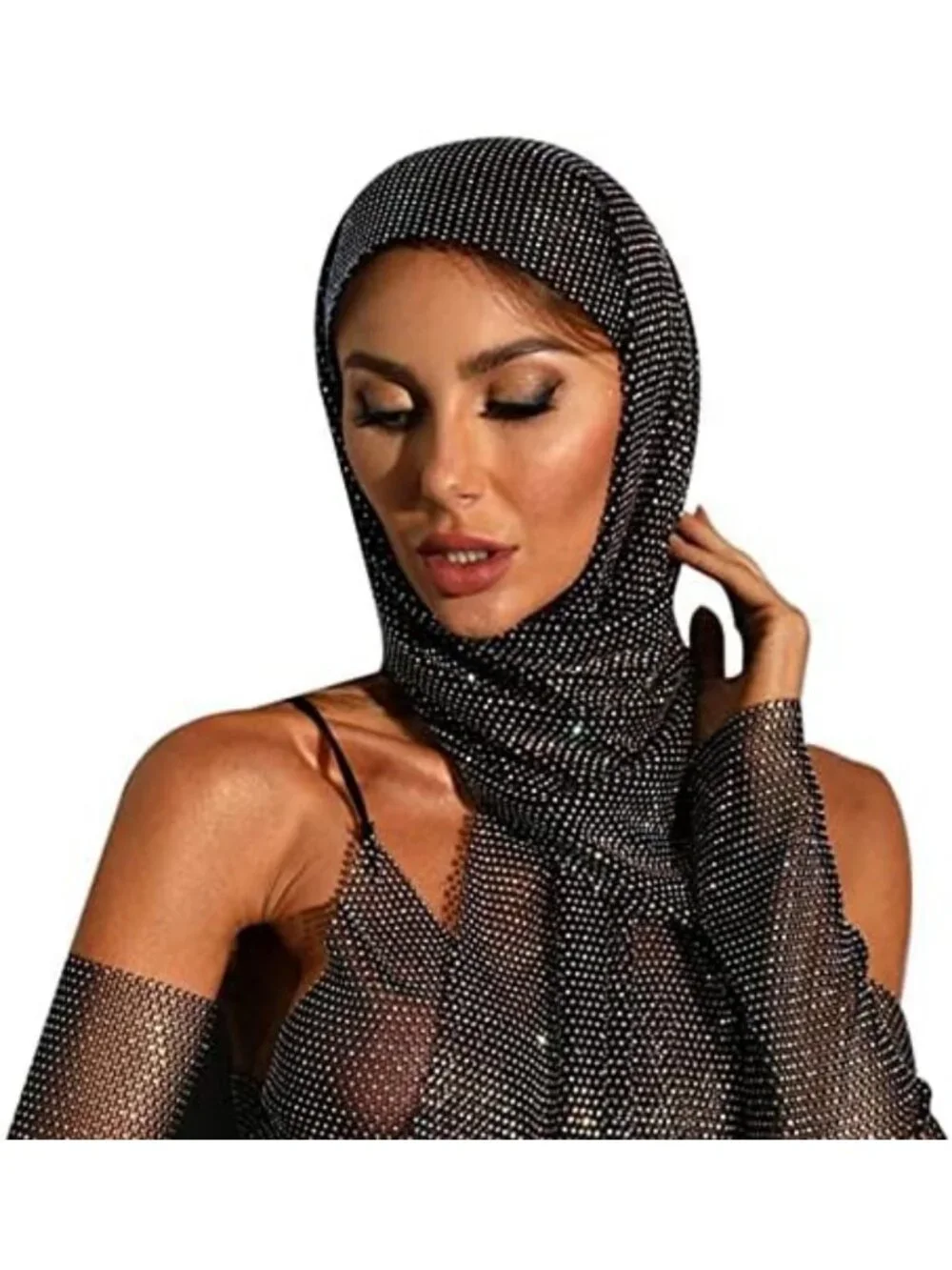 Sparkly Rhinestone Mesh Headband | Crystal Hair Scarf for Party & Rave Style
